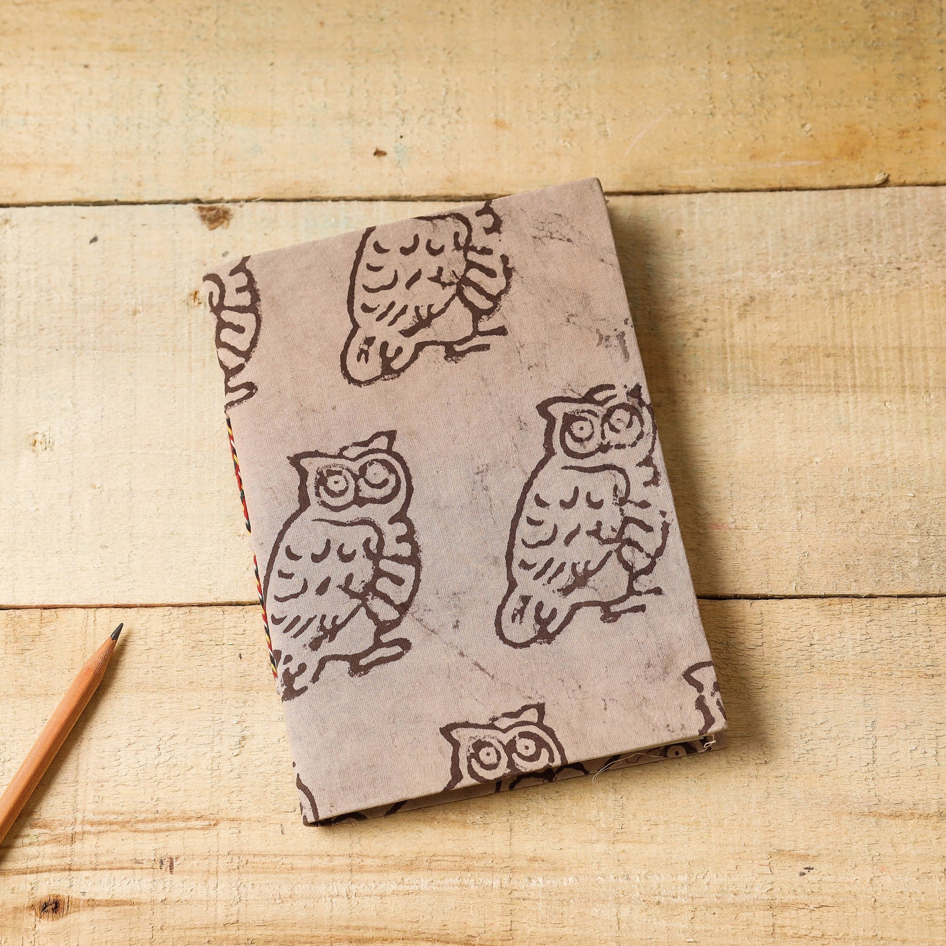 Beige - Bindaas Fabric Cover Handmade Paper Notebook (7 x 5 in)