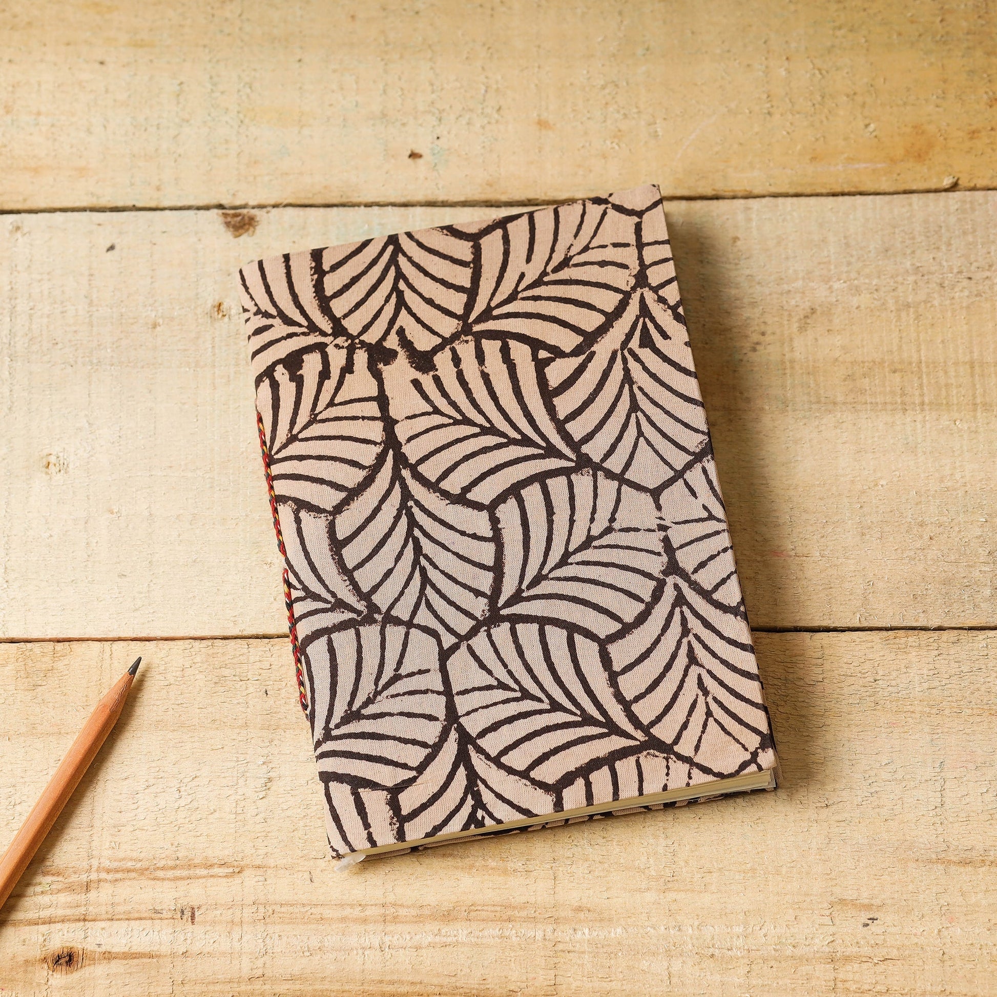 Beige - Bindaas Fabric Cover Handmade Paper Notebook (7 x 5 in)