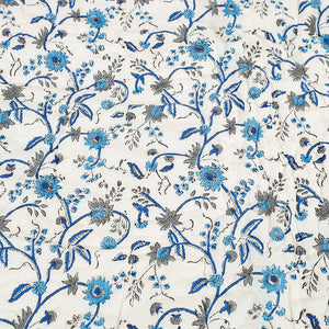 Blue - Double - Sanganeri Printed Reversible Soft Cotton Quilt / Blanket (104 x 88 in)