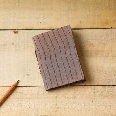 Brown - Kantha Stitch Fabric Cover Handmade Paper Notebook (5 x 3.5 in)