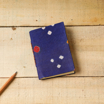 Blue - Bandhani Cover Handmade Paper Notebook (5 x 3.5 in)