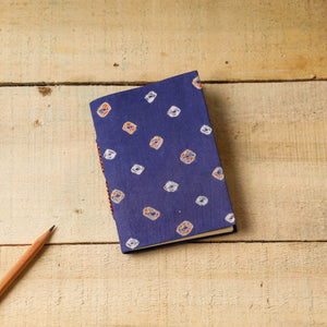 Blue - Bandhani Cover Handmade Paper Notebook (5 x 3.5 in)