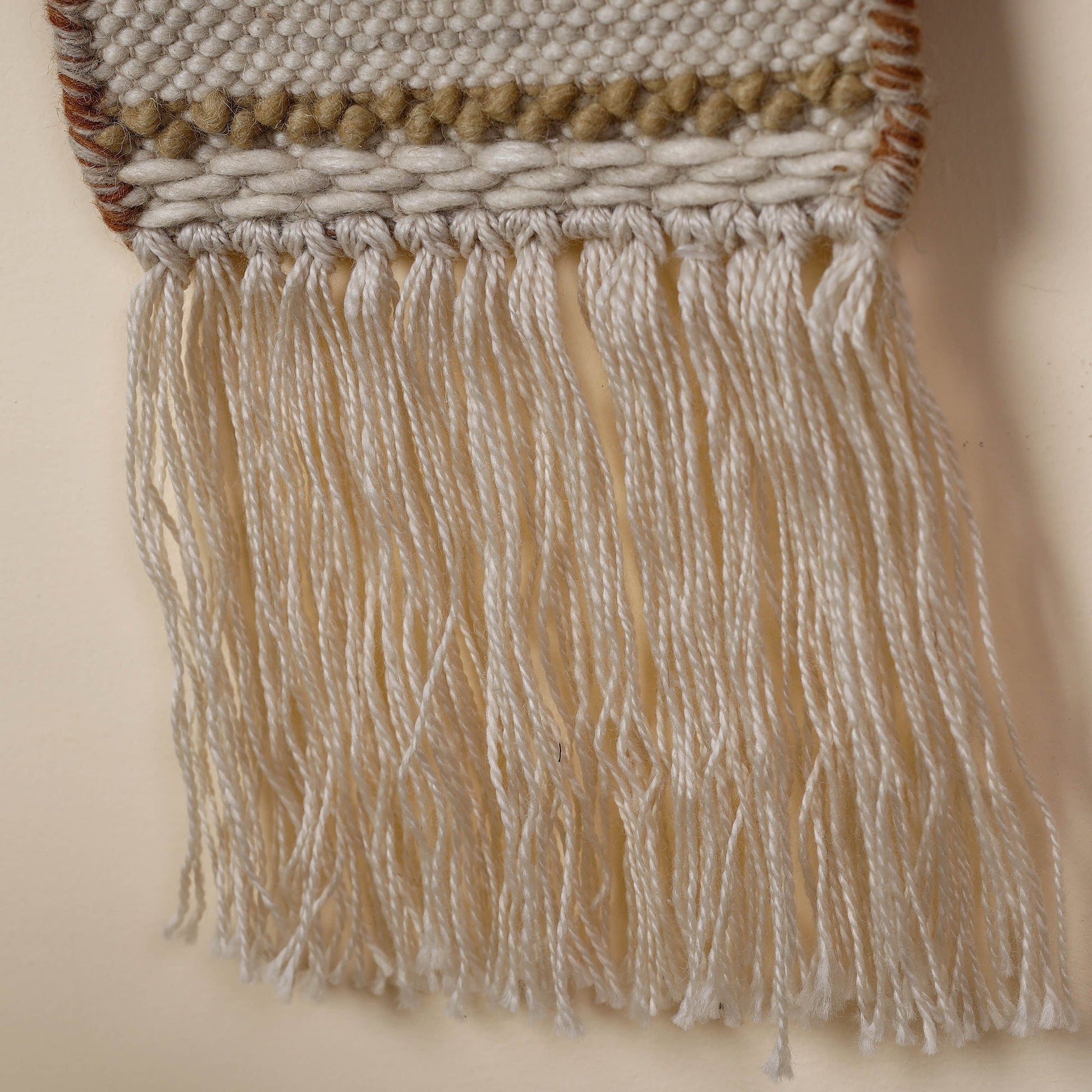 Bhadohi Handwoven Wool Geometric Fringed Wall Hanging