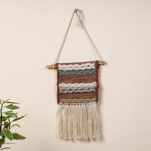 Bhadohi Handwoven Wool Geometric Fringed Wall Hanging
