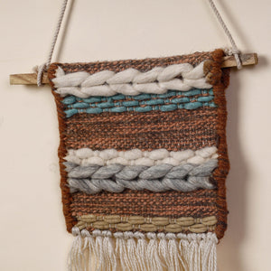 Bhadohi Handwoven Wool Geometric Fringed Wall Hanging