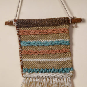 Bhadohi Handwoven Wool Geometric Fringed Wall Hanging