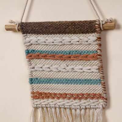 Bhadohi Handwoven Wool Geometric Fringed Wall Hanging