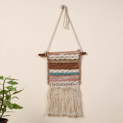 Bhadohi Handwoven Wool Geometric Fringed Wall Hanging