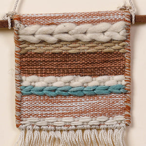 Bhadohi Handwoven Wool Geometric Fringed Wall Hanging