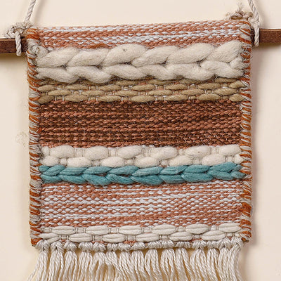 Bhadohi Handwoven Wool Geometric Fringed Wall Hanging