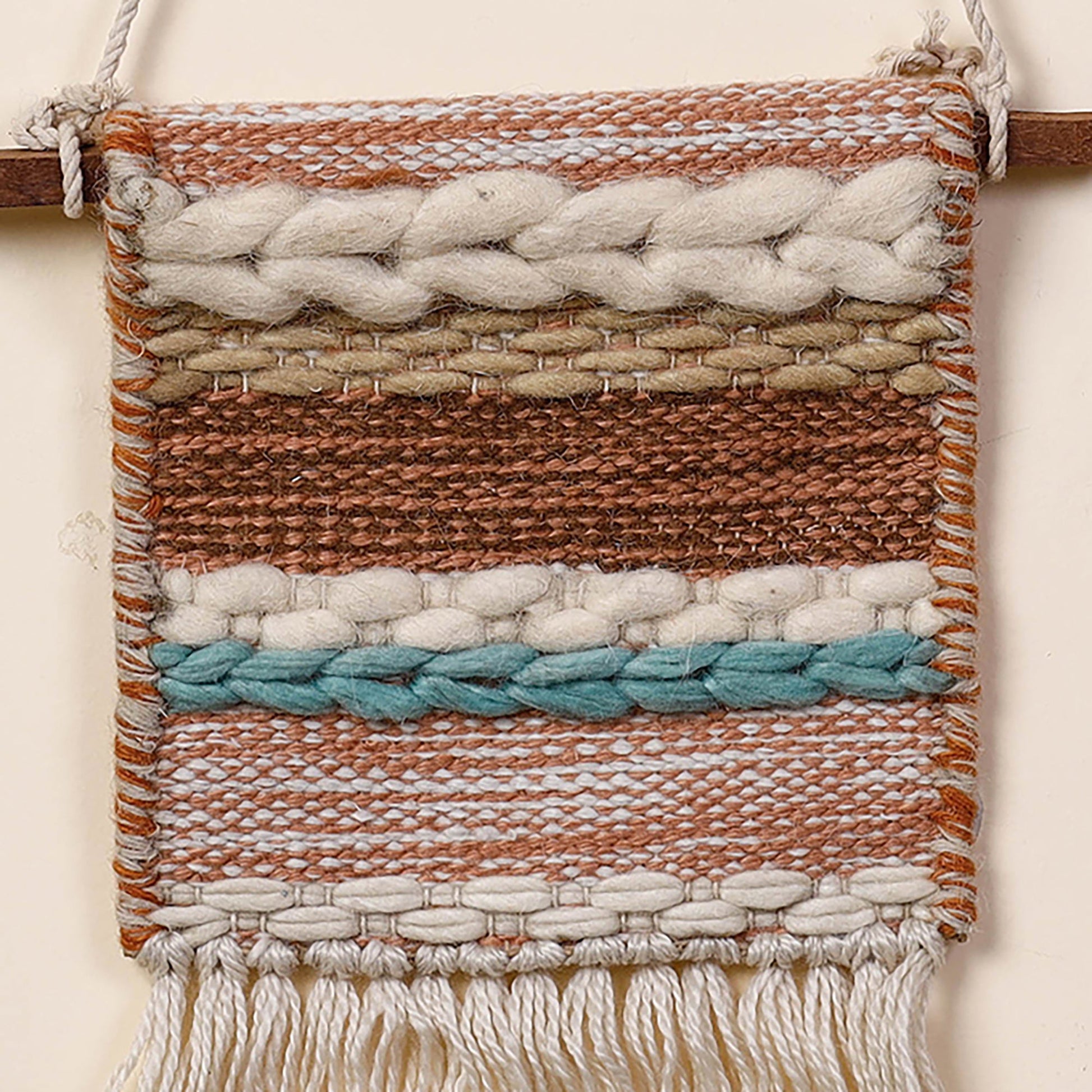 Bhadohi Handwoven Wool Geometric Fringed Wall Hanging