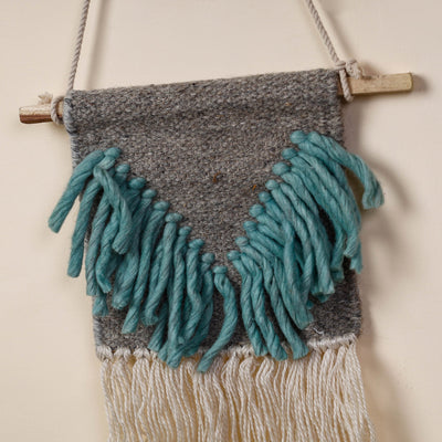 Bhadohi Handwoven Wool Geometric Fringed Wall Hanging