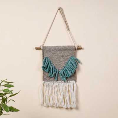 Bhadohi Handwoven Wool Geometric Fringed Wall Hanging