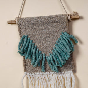 Bhadohi Handwoven Wool Geometric Fringed Wall Hanging