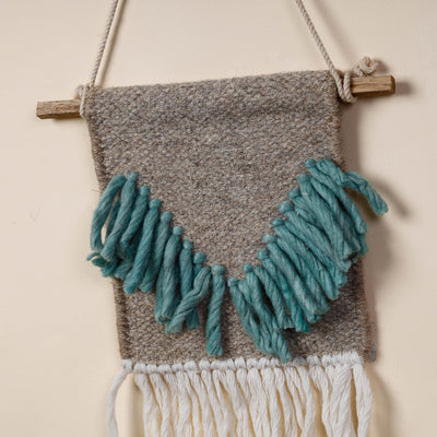 Bhadohi Handwoven Wool Geometric Fringed Wall Hanging