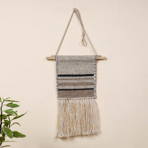 Bhadohi Handwoven Wool Geometric Fringed Wall Hanging