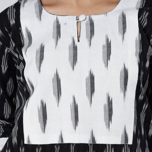 Black - Pochampally Ikat Weave Cotton Long Straight Kurta