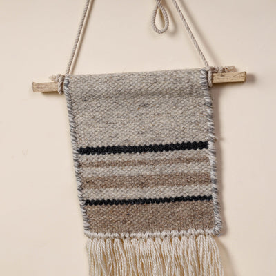 Bhadohi Handwoven Wool Geometric Fringed Wall Hanging