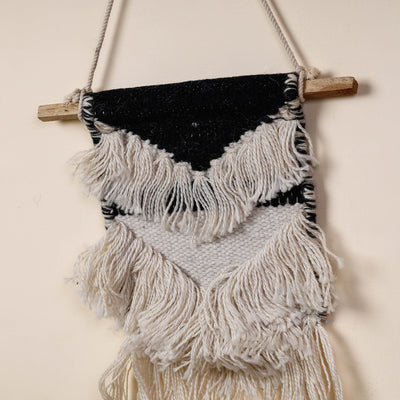 Bhadohi Handwoven Wool Geometric Fringed Wall Hanging