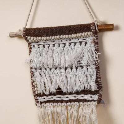 Bhadohi Handwoven Wool Geometric Fringed Wall Hanging