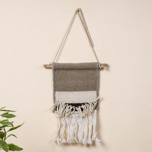 Bhadohi Handwoven Wool Geometric Fringed Wall Hanging