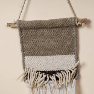 Bhadohi Handwoven Wool Geometric Fringed Wall Hanging
