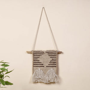 Bhadohi Handwoven Wool Geometric Fringed Wall Hanging