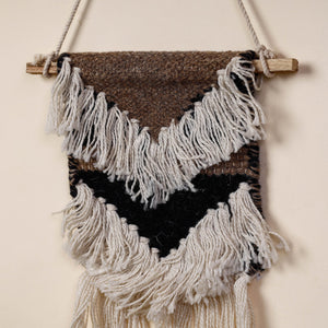 Bhadohi Handwoven Wool Geometric Fringed Wall Hanging