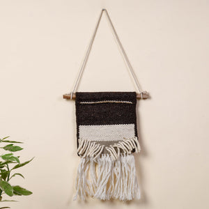 Bhadohi Handwoven Wool Geometric Fringed Wall Hanging