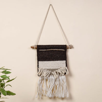 Bhadohi Handwoven Wool Geometric Fringed Wall Hanging