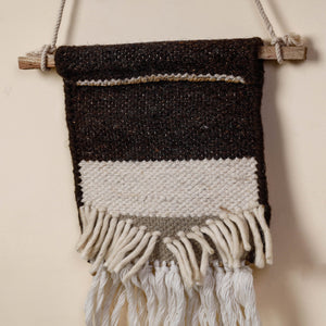 Bhadohi Handwoven Wool Geometric Fringed Wall Hanging