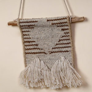 Bhadohi Handwoven Wool Geometric Fringed Wall Hanging
