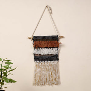 Bhadohi Handwoven Wool Geometric Fringed Wall Hanging