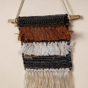 Bhadohi Handwoven Wool Geometric Fringed Wall Hanging
