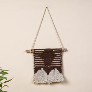 Bhadohi Handwoven Wool Geometric Fringed Wall Hanging
