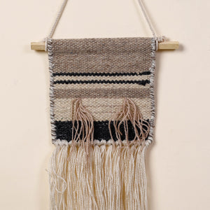 Bhadohi Handwoven Wool Geometric Fringed Wall Hanging