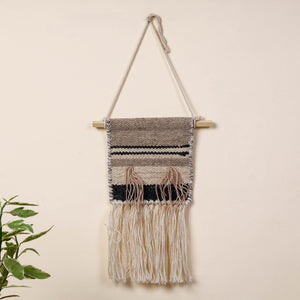 Bhadohi Handwoven Wool Geometric Fringed Wall Hanging