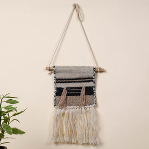 Bhadohi Handwoven Wool Geometric Fringed Wall Hanging