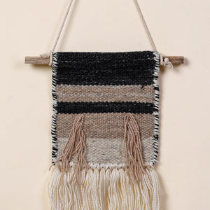 Bhadohi Handwoven Wool Geometric Fringed Wall Hanging