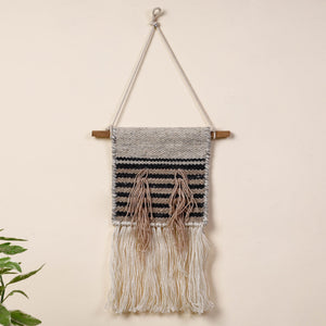 Bhadohi Handwoven Wool Geometric Fringed Wall Hanging