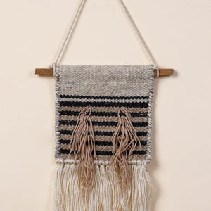Bhadohi Handwoven Wool Geometric Fringed Wall Hanging