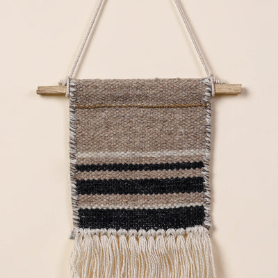 Bhadohi Handwoven Wool Geometric Fringed Wall Hanging