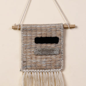 Bhadohi Handwoven Wool Geometric Fringed Wall Hanging