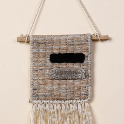 Bhadohi Handwoven Wool Geometric Fringed Wall Hanging