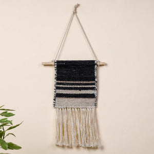 Bhadohi Handwoven Wool Geometric Fringed Wall Hanging