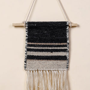 Bhadohi Handwoven Wool Geometric Fringed Wall Hanging