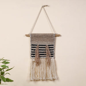 Bhadohi Handwoven Wool Geometric Fringed Wall Hanging
