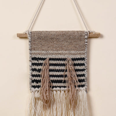 Bhadohi Handwoven Wool Geometric Fringed Wall Hanging
