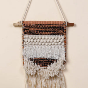 Bhadohi Handwoven Wool Geometric Fringed Wall Hanging