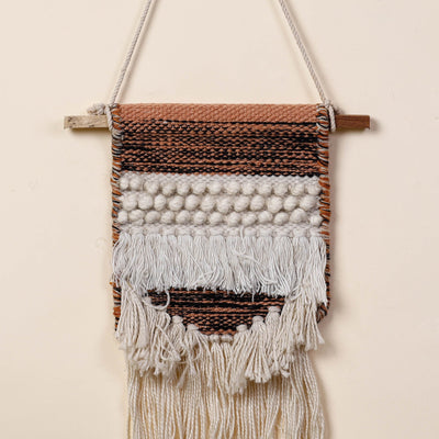 Bhadohi Handwoven Wool Geometric Fringed Wall Hanging